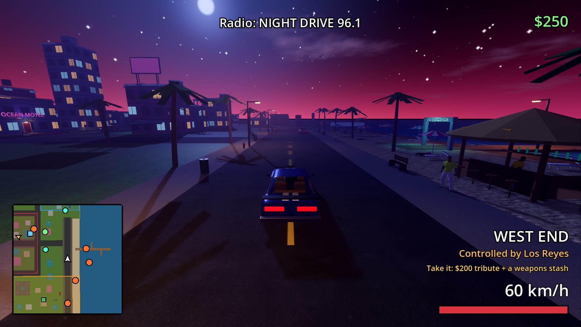 Driving a Stallion GT down Ocean Drive at sunset